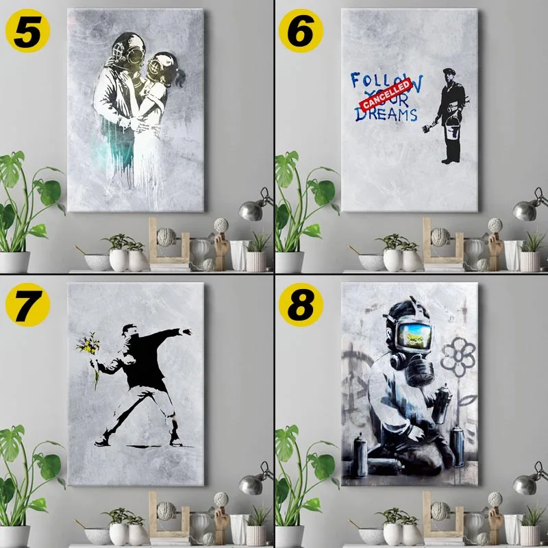 Banksy Street Balloons Picture Home Decor Nordic Canvas Painting Wall Art Posters and Print