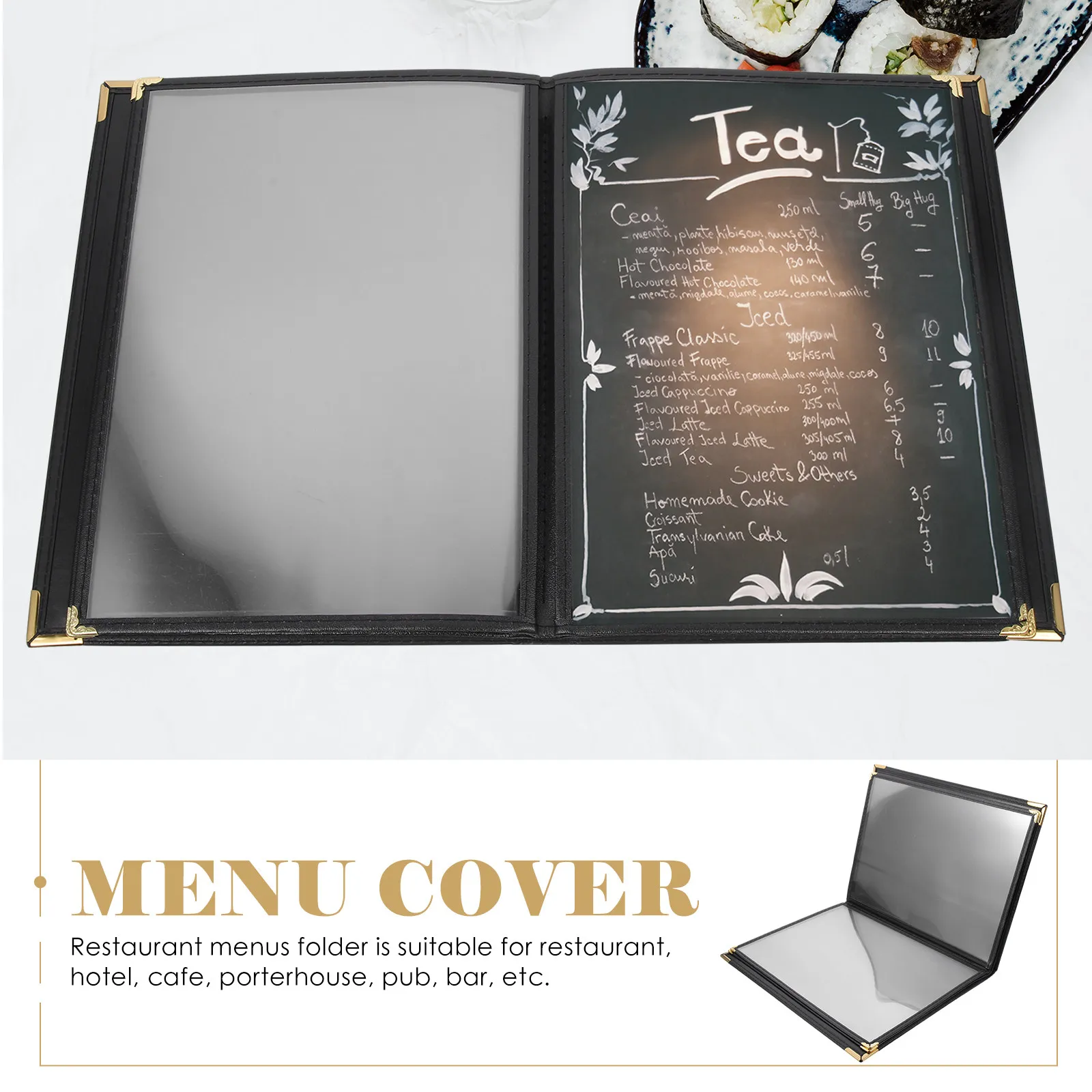 Transparent PVC Menu Cover Protective Sleeve Restaurant Menu Holder Clear Folder for Cafe Bar Hotel Use Restaurant Supply