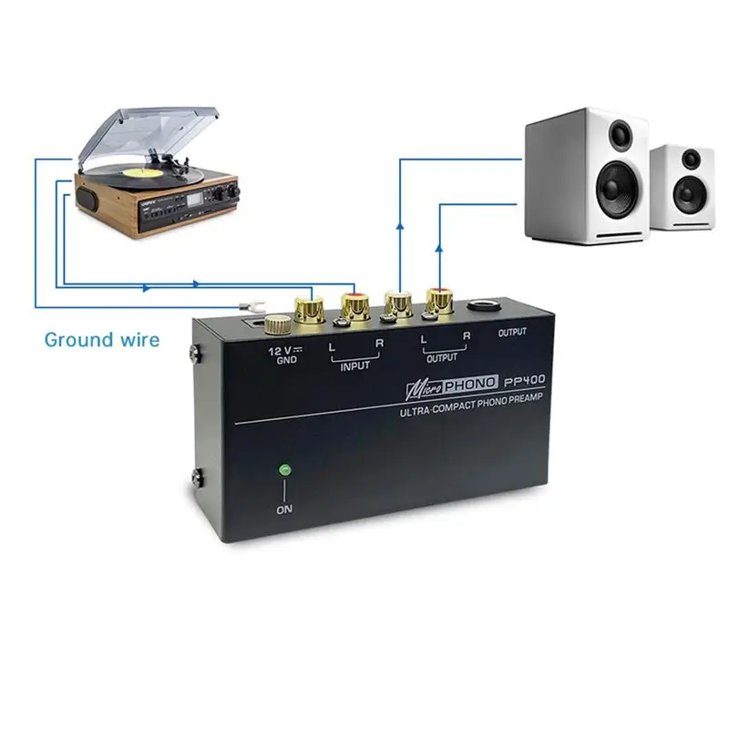 B31B PP400 Preamplifier for Turntable Tube Amplifier Phono Preamp Audio Amplifier with Level Volume Control for Speaker US Plug