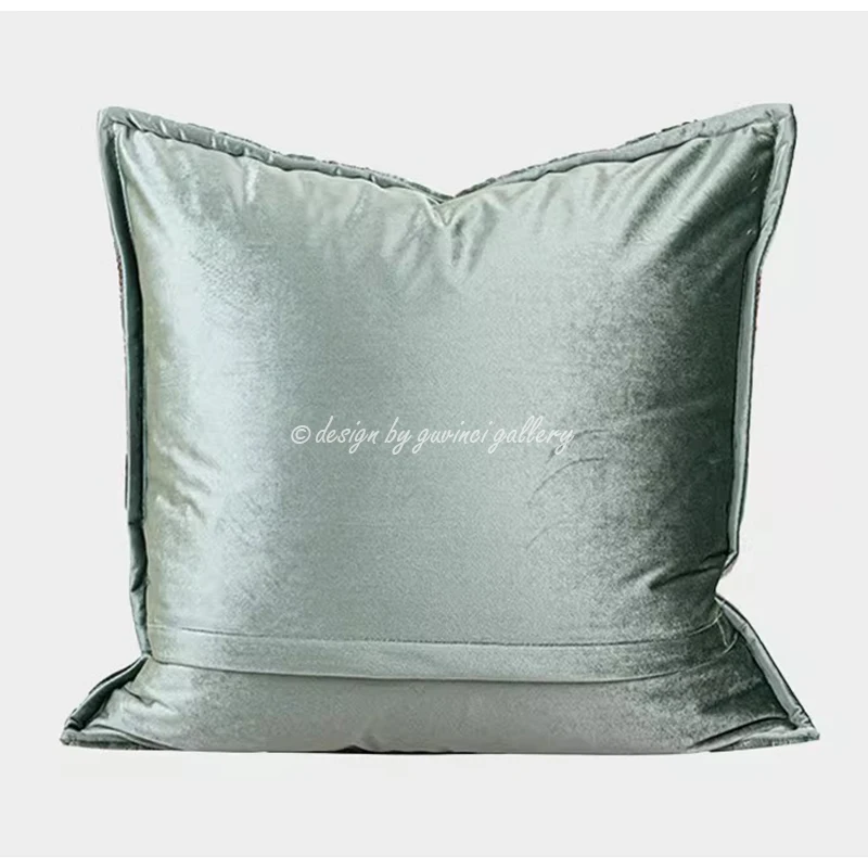 GUVINCI Turquoise Teal Cut Velvet Pillow Covers Lapis Blue And Green Soft And Elegant Luxury Cushion Case For Sofa Couch Bedroom view 5