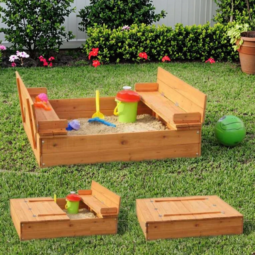 

Outdoor Garden Wooden Sandpit with Sand Table Customizable Size