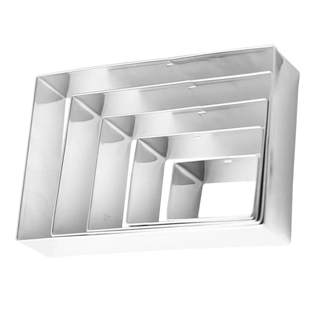 

5pcs Stainless Steel Baking Cutter Rectangle Cookie Molds Set Pastry Fondant Tools For Cookies Dough Large Metal Biscuit Cutters