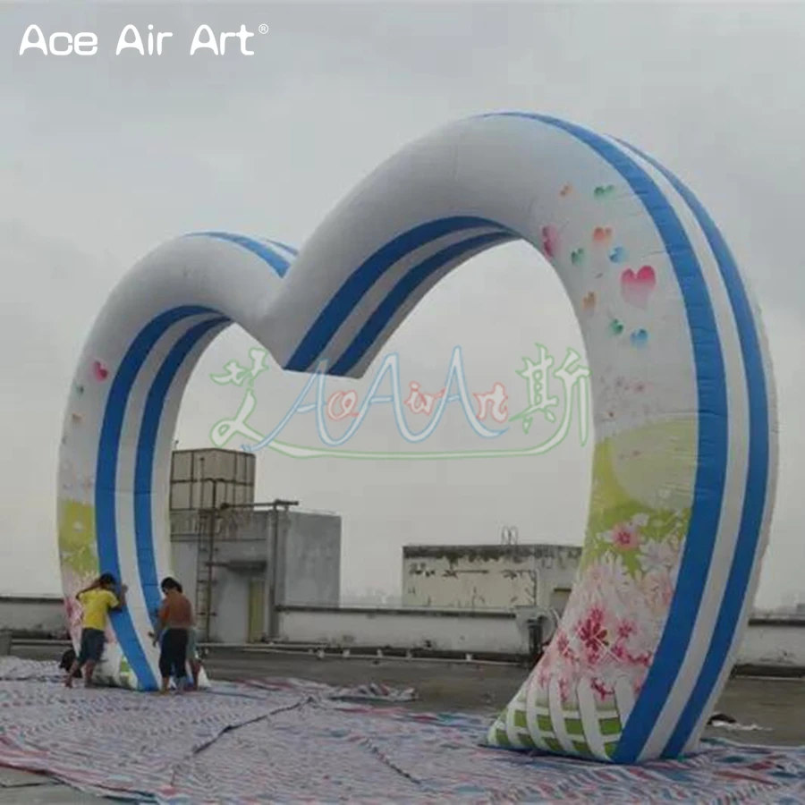 

Custom Giant Wedding Decorative Inflatable Heart Arch Archway With Flower Printing For Sale