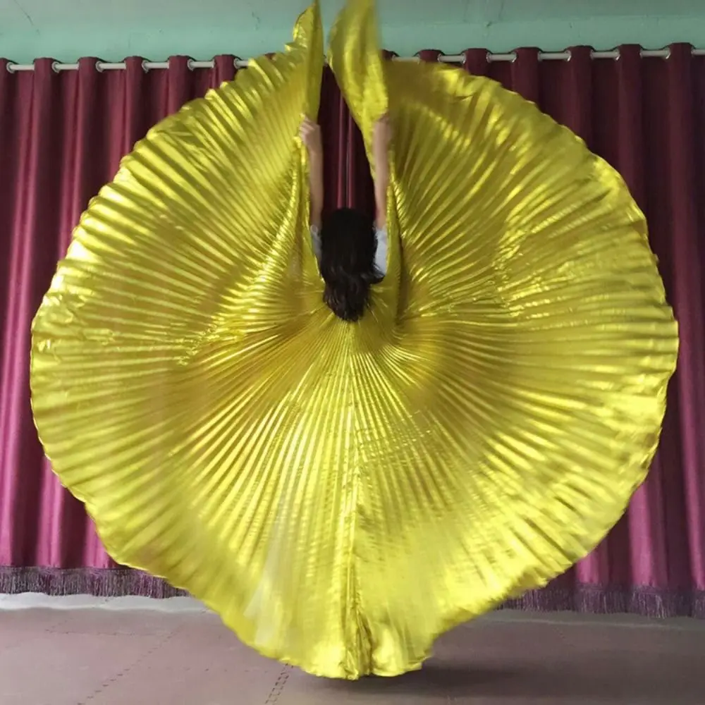 Kreative Bauchtanz-Flügel-Requisite, plissiert mit Teleskopstange, großer Performance-Umhang, weich, 360-Grad-Orientalische Tanz-Requisiten