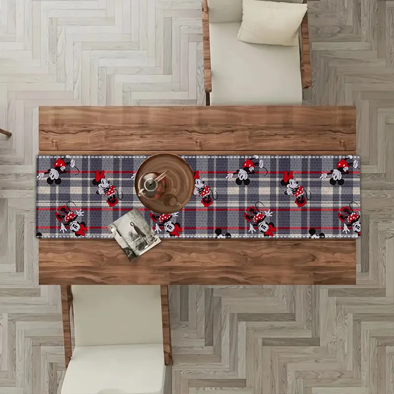 1 Piece Disney Table Runner, Gray Mickey, Washable Table Flag, Suitable for Family Gatherings, Home Decoration, Birthday Party Decoration