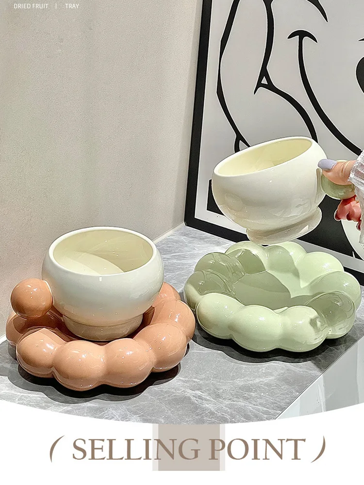 Ahunderjiaz-Luxury Ceramic Coffee Cup and Saucer Set, Cloud Shape, Kitchen, Restaurant Tabletop, Home Decoration, Gift for Kids