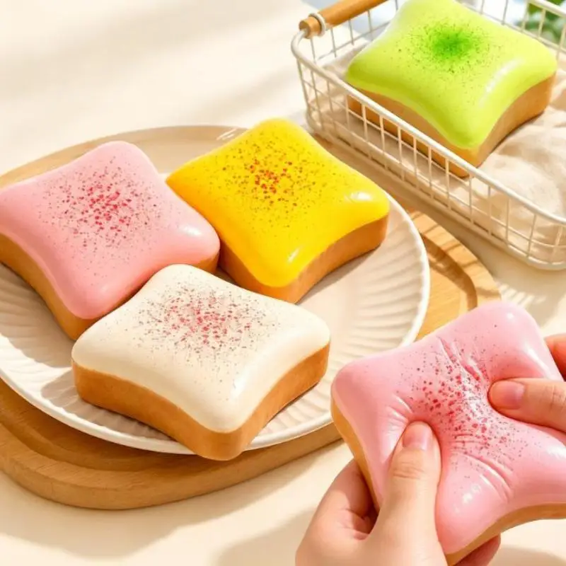 2026 New Soft Simulated Toast Bread Fidget Squeeze Toy Slow Rebound Stress Relief For Kids Adults Cute Desk Decor Creative Gift