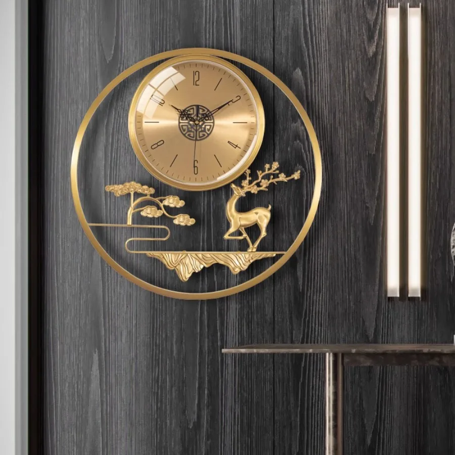 Art Living Room Wall Clock Decoration Elegant Round Gift Hand Wall Clock Home Luxury Gold Fashion Designer Wandklok Wall Decor