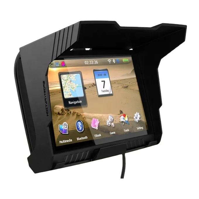 5 Inch Waterproof GPS Navigator BT LCD IPS Screen Hot 8GB Marine System for All Vehicles Motorcycles MP3 Radio Tuner