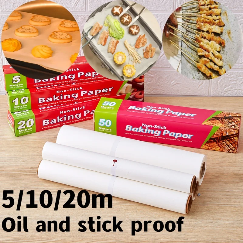 5/10/20M Silicone Absorb Oil Paper Air Fryer Oven Liners Non-stick Heat Resistant Baking Sheets for Kitchen Bakery BBQ Party