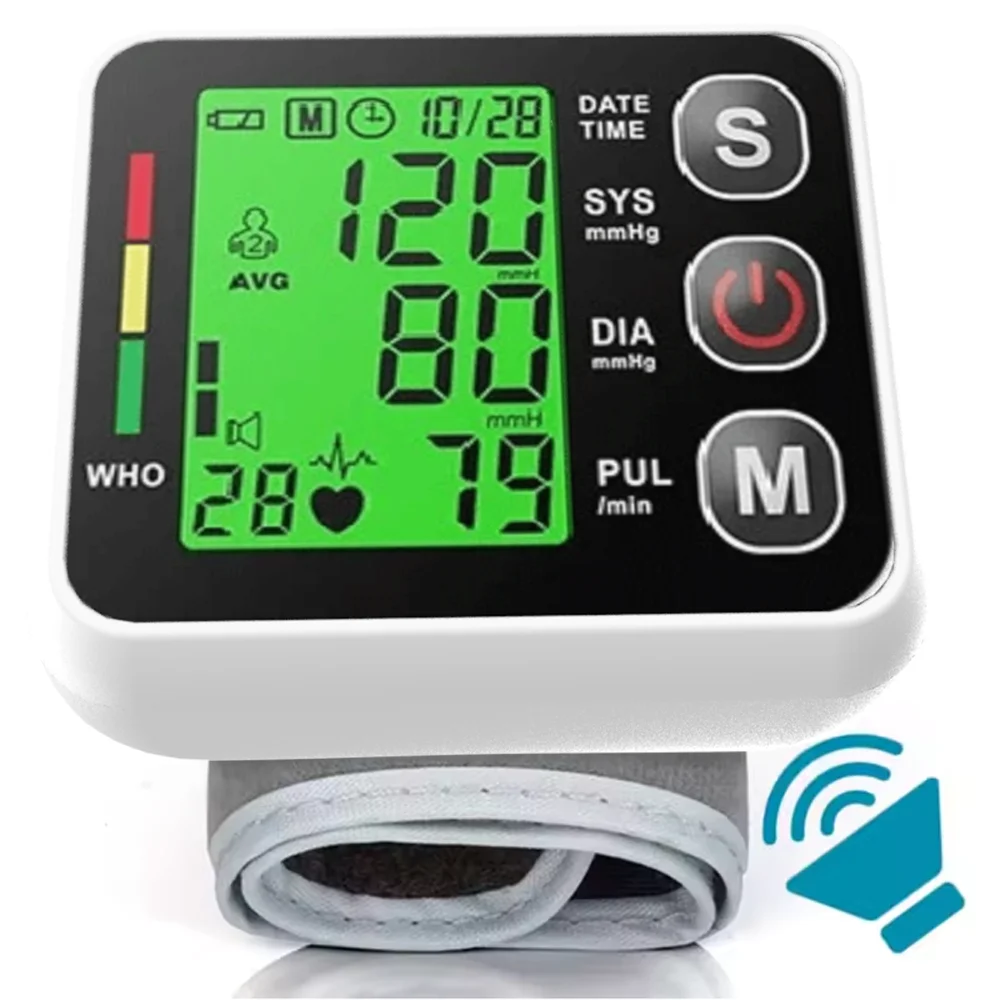 Monitor de Presión Arterial Digital LCD de Muñeca, Esfigmomanómetro Automático, Medidor de Frecuencia Cardíaca, Pulso, Tonometer, Cuidado de la Salud