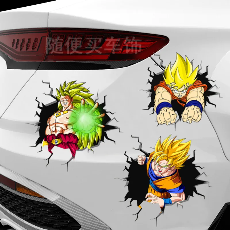 Dragon Ball Z Exquisite Series Sayajins Goku Broli Realistic Funny Breaking the Wall and Getting Out of the Car Sticker