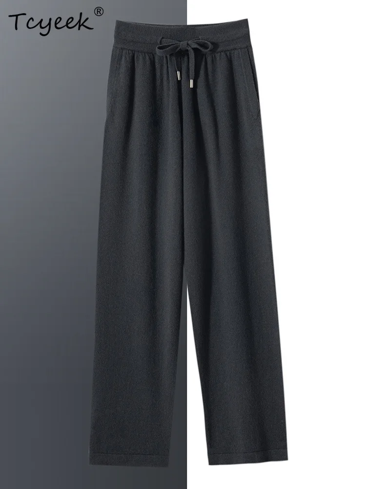 

Tcyeek, Cashmere Wool Casual Knitted Pants, Women Drawstring Warm, Fashion Soft High Quality Pants, Autumn Winter New B47966QM