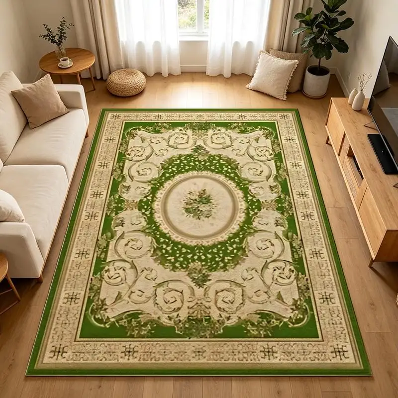 1 Piece Ornate Intricate Green Cream Traditional Woven Carpet, Soft Comfortable All Season, lightweight Easy to Care, Living Room Decor, Bedroom Decor, Dining Room Decor, Entryway Decor, Ideal for Winter and Autumn Home Decor