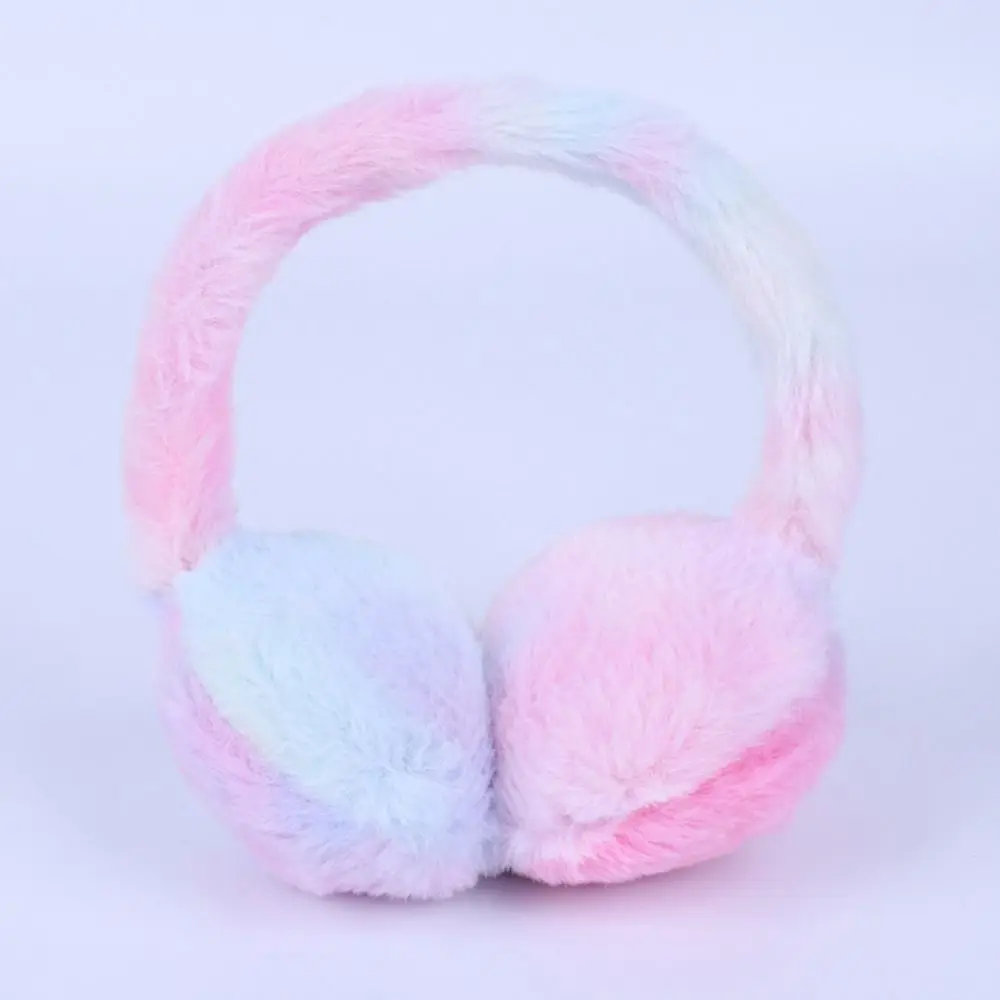 Winter Warm Soft Earmuffs Ear Protection Thickened Fluffy Earflaps Antifreeze Tie-dyed Rainbow Color Ear Warmer
