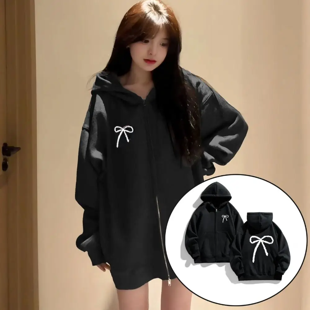 

Модная толстовка с бантом для девочек, свободная толстовка с капюшоном для детей и подростков, осеннее пальто с капюшоном, пальто с длинными рукавами Y2k, пальто для девочек, осень-зима