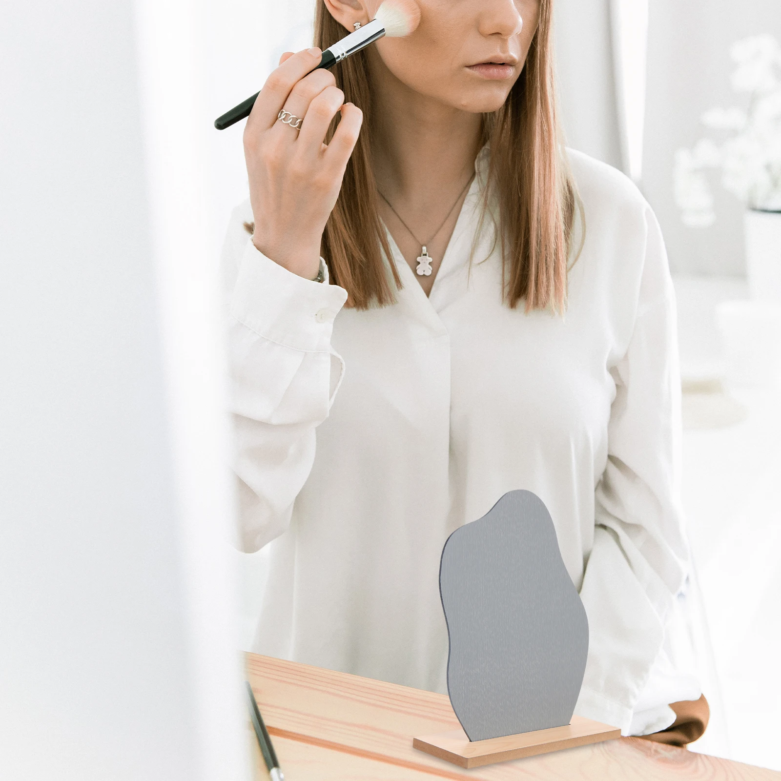 

Stylish Frameless Desktop Vanity Mirror High Definition Smooth Texture Elegant Design Home Mirror Aesthetic Desk Decor