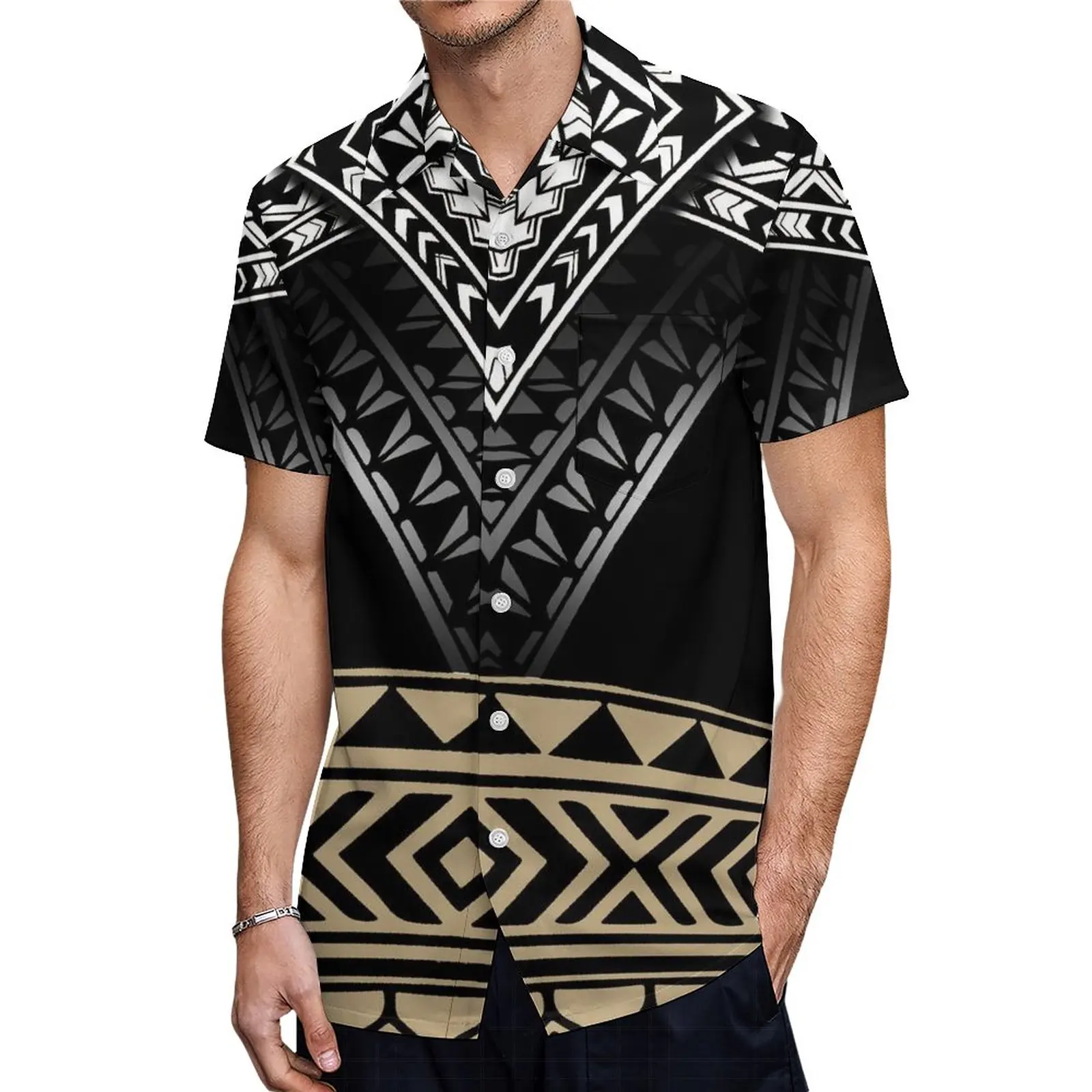 Hawaiian Polynesian High Quality Maxi Dress Split Layer-Pleated Off-Shoulder Dress puletasi With Men'S Shirt Couple Set