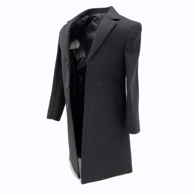 

Black 1/6 Scale Windbreaker Long Trench Overcoat Model for 12in Action Figure Doll Accessory