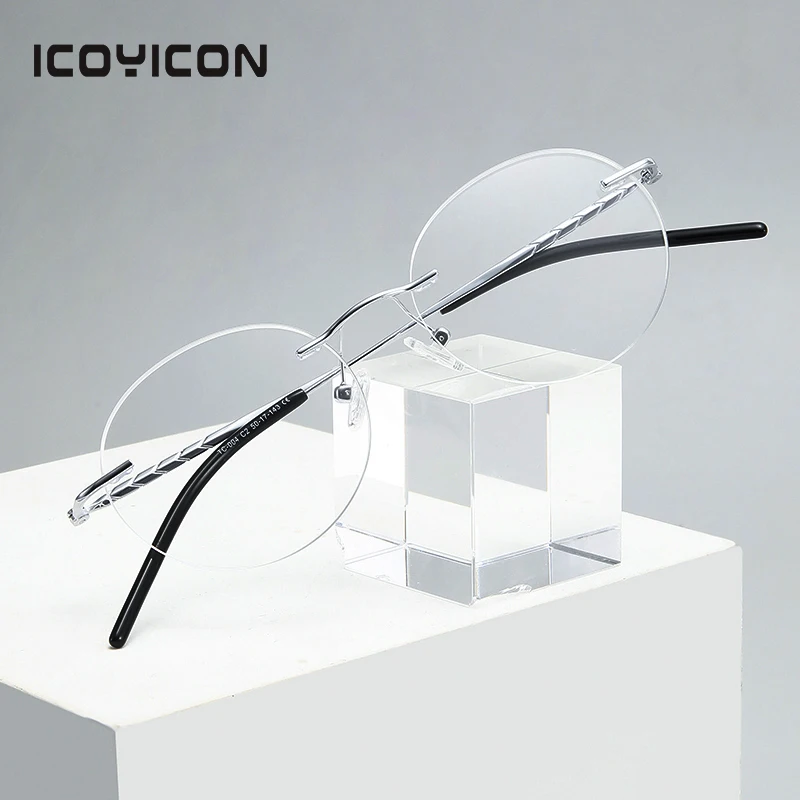 Pure Titanium Rimless Glasses Frame Unisex Circular Lovely Optical Prescription Eyeglasses Classic Frameless Eyewear TC004