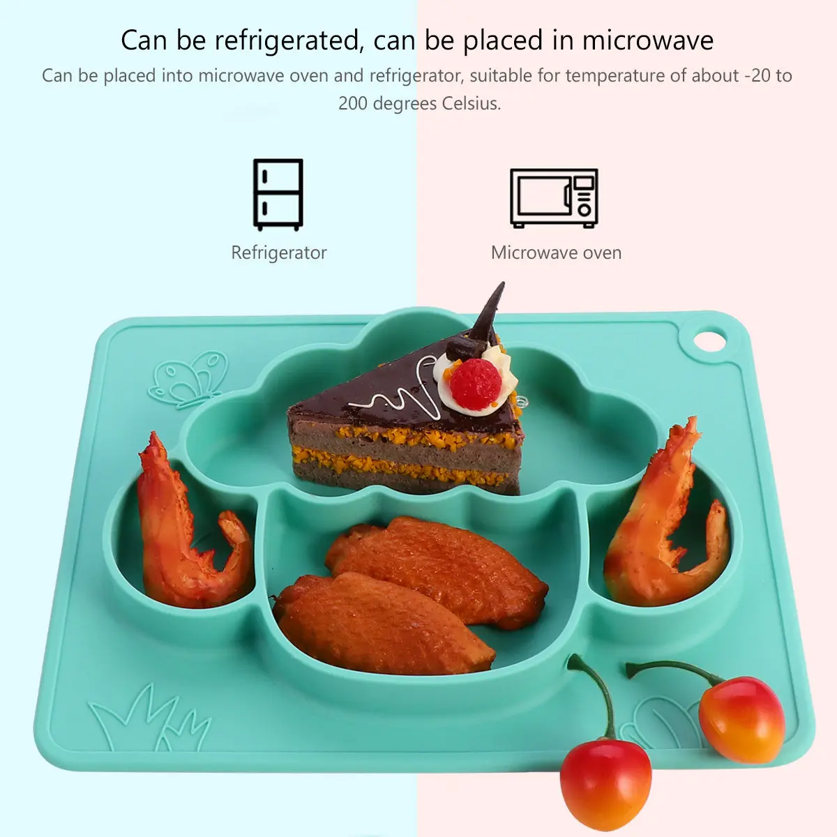 

1Pcs Toddler Silicone Plate Anti-Tip Suction Food Grade Baby Feeding Dish Soft Elastic Odorless Heat Resistant Microwave Dish