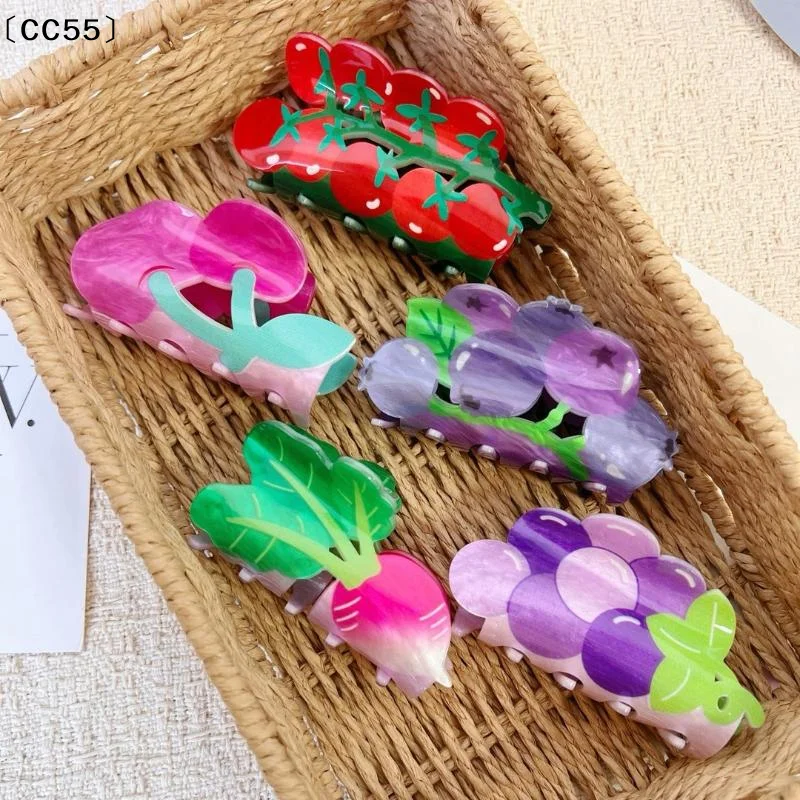 Design Acrylic Lettuce Onion Tomato Shape Hair Clip Claw For Women Girls Creative Funny Printed Geometric Hair Accessories〔CC55〕