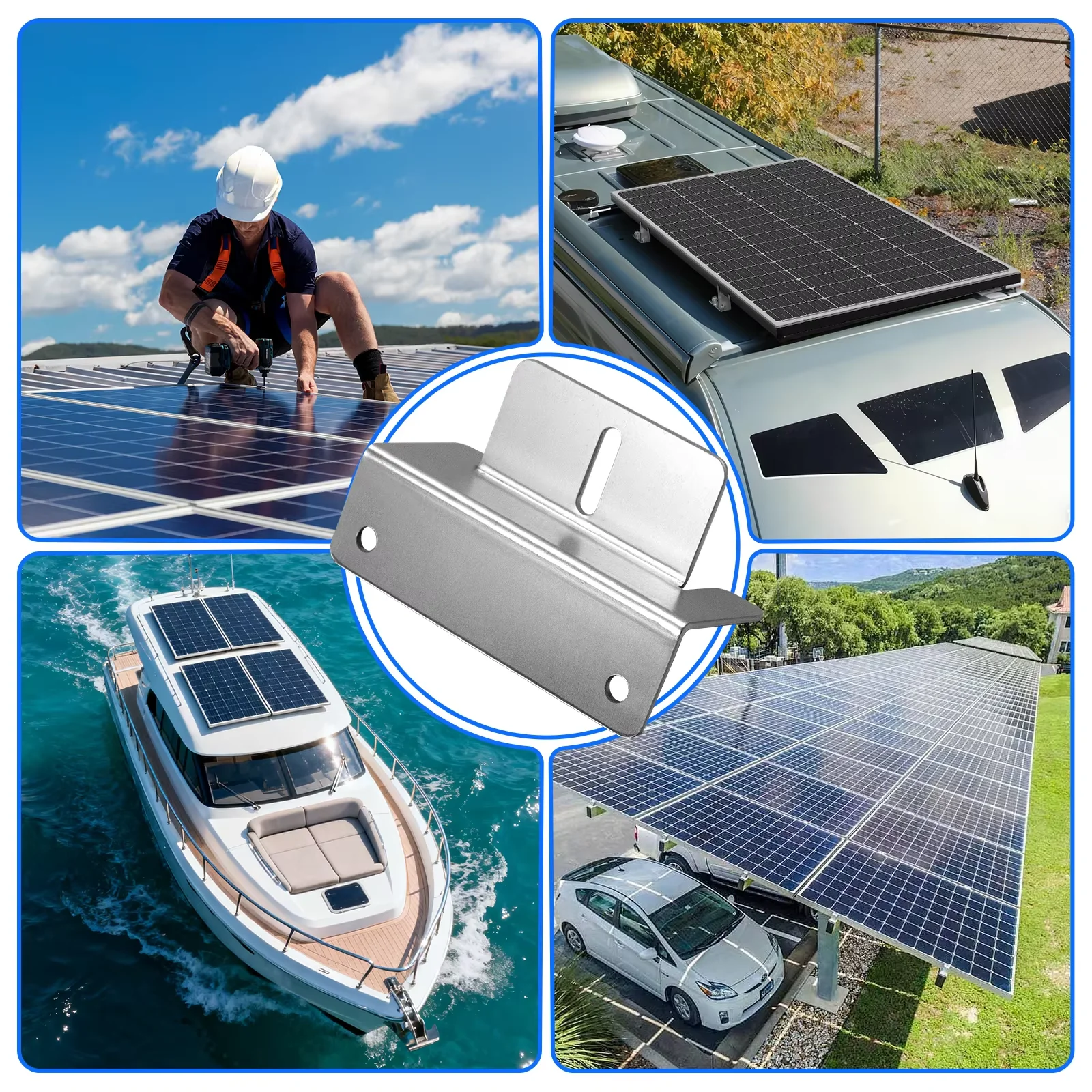 RVPOZWER Solar Panel Mounting Z Brackets 16/32 Pcs Lightweight Aluminum Rust & Corrosion Free Roof Mount Kit for Caravan RV Boat Off-Grid Solar System