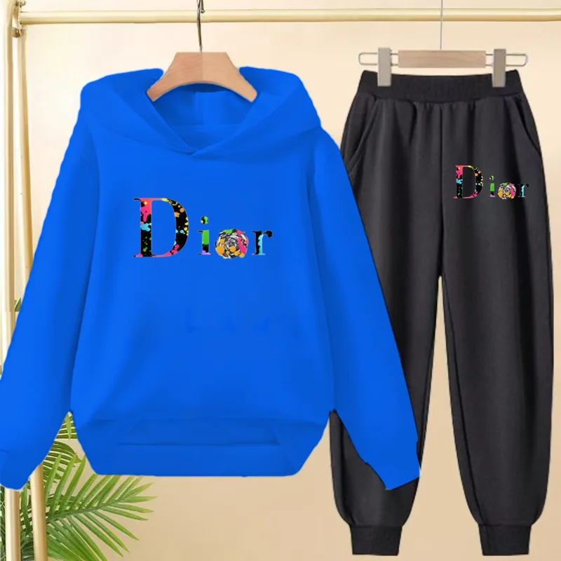 

Children Long Sleeves Outerwear Clothing Colorful Letter Print Hoodie Boy Sweatshirt Girl Toddler Top+Pants 2P Casual Sport Set