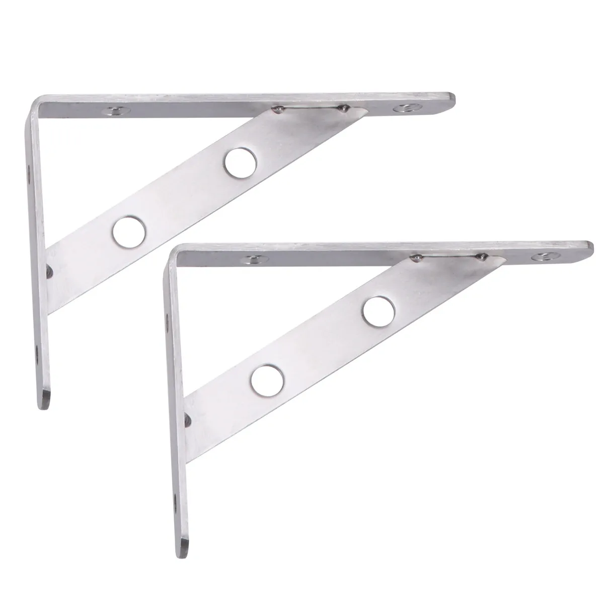 2Pcs High Strength Stainless Steel Triangular Corner Brace Shelf Bracket Heavy Duty Angle Bracket for Wall Mounted Bookshelf