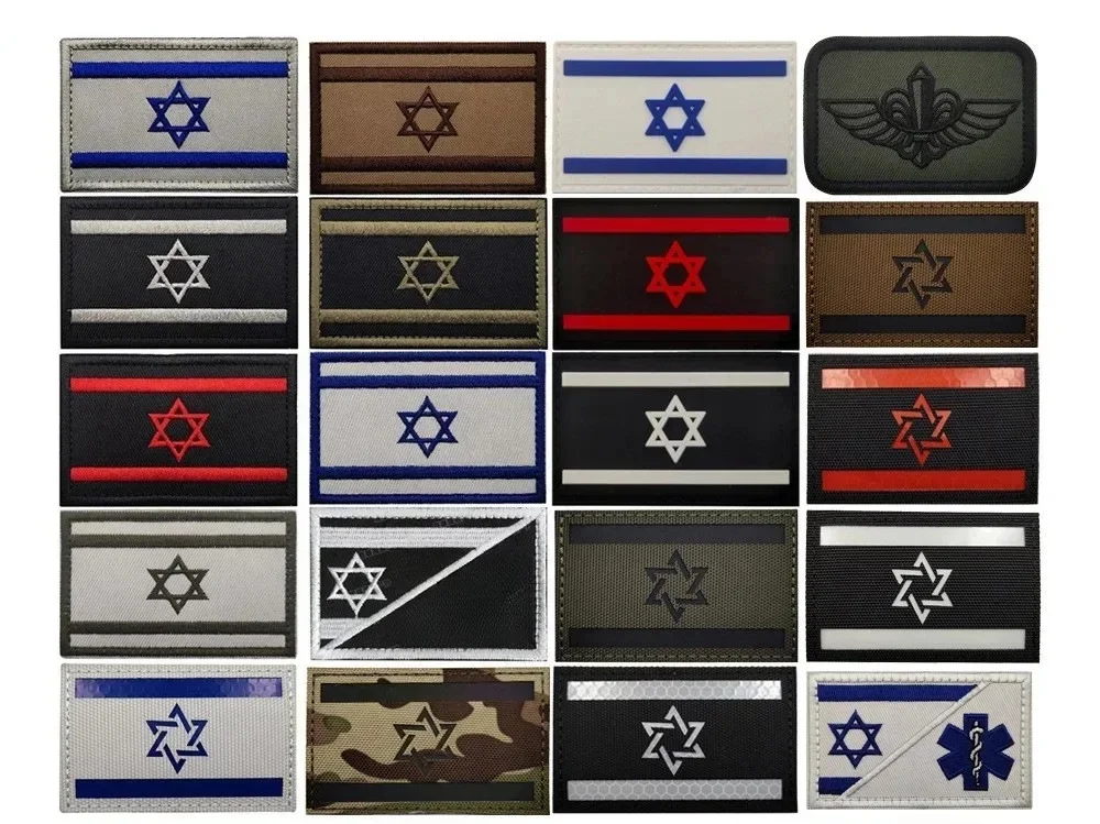 

Israeli Flag Embroidered Hook&Loop Patches Reflective Patches Military Israel Combat Badge Armband Backpack Tactical Accessories