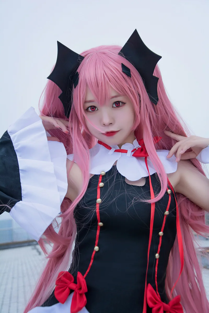 Seraph Of The End Krul Tepes Cosplay Costume Anime Owari no Seraph Vampire Cosplay Teeth Ears Wig Halloween Clothes Women Outfit