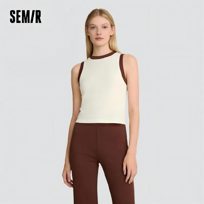 Semir Vest Women Color-blocking Round Neck Camisole Slim Fit Hot Girl Style Spring Inner Layer Wearable Outside Bottoming Shirt