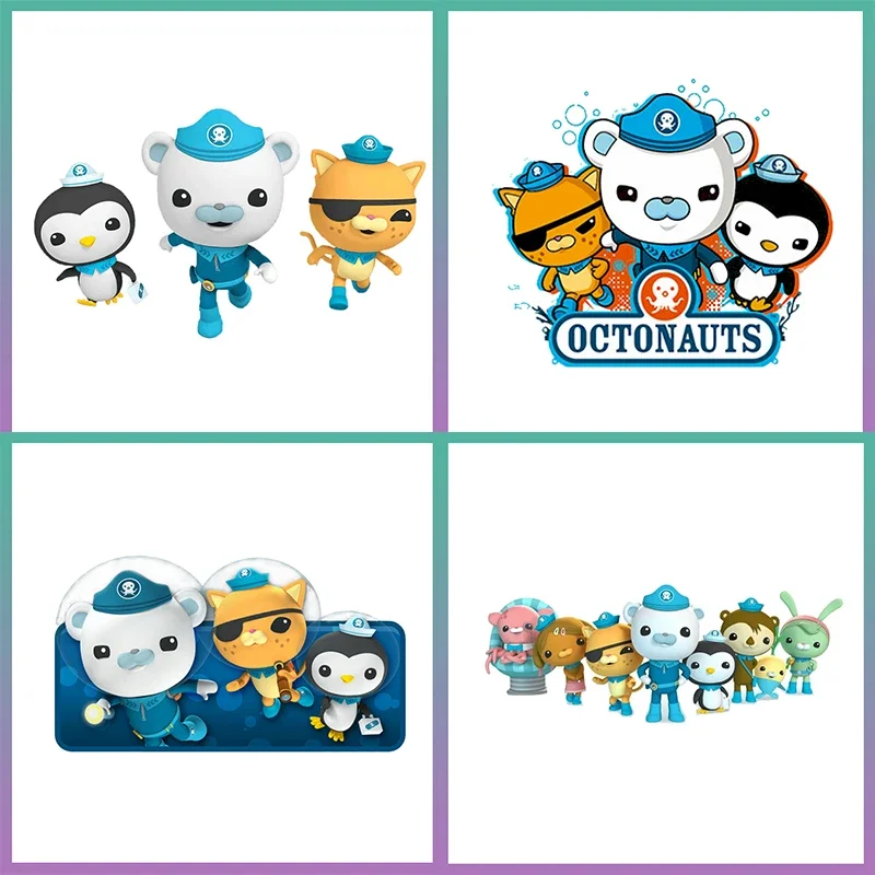 The Octonauts  Patch Iron on Transfer Stickers Cute Cartoon Animal Patches Kid Clothes DIY T-shirt Appliques Vinyl Sticker Gift