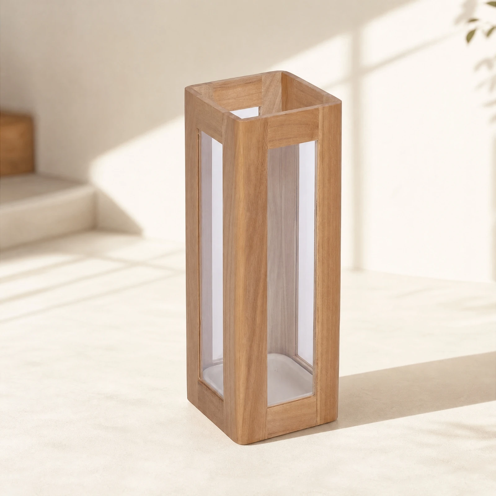 Freestanding Umbrella Stand with Enclosed Base Rustic Wooden Umbrella Stand Space-Saving Upright for Entryway, Foyer