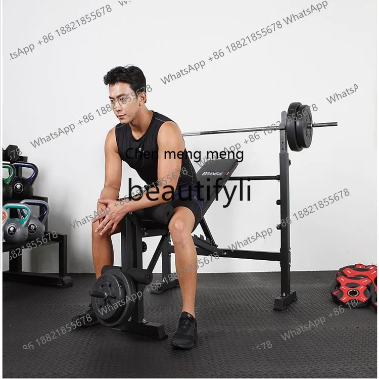 Rak Bench Press Multifungsi untuk Angkat Beban, Rak Squat Barbell, Set Barbell untuk Penggunaan di Rumah, Papan Bench Press