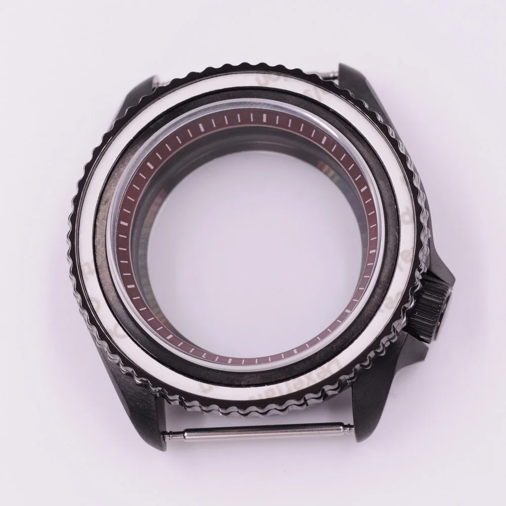 41mm Black Watch Case Sapphire Glass Black/blue/sky blue/white/green/brown Chapter Ring Fit NH35 Movement 3.8 Crown