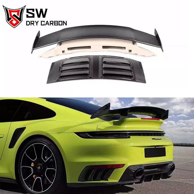 Dry Carbon Fiber TOP Style Rear Spoiler for Porsche 911 992 Carrera Carrera s Trunk Wing Splitter Lip Aerodynamic Kit