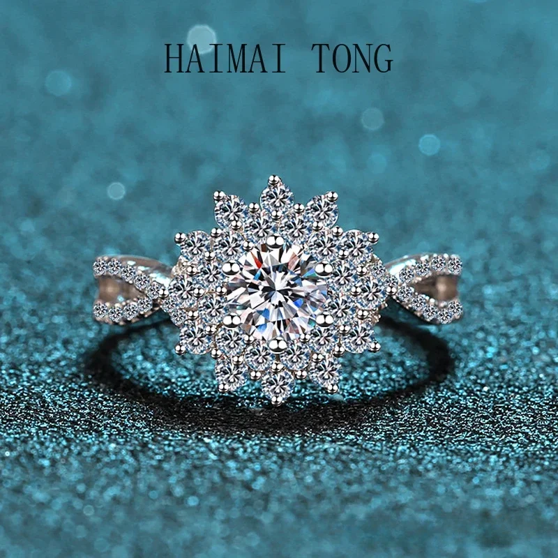 

HAIMAITONGLady pt950 platinum ring female star in the month for moissanite diamond four claw wedding ring gift