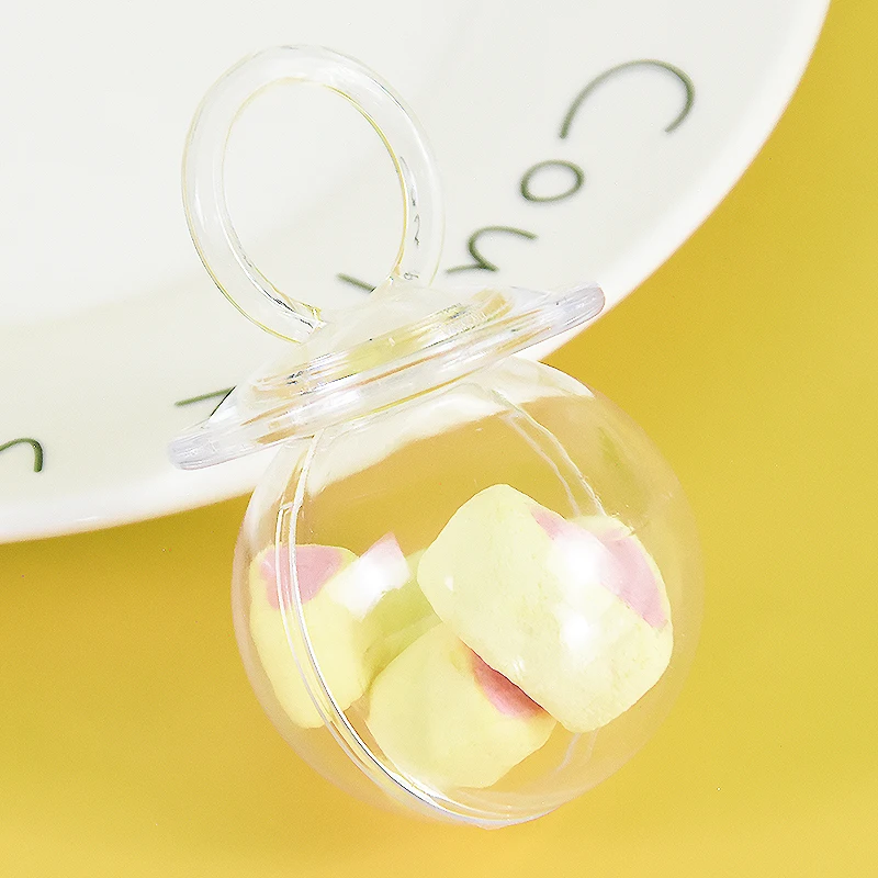 6/12pcs Transparent Pacifier Shape Candy Boxes Plastic Clear Sugars Containers Baby Shower Birthday Wedding Event Party Supplies