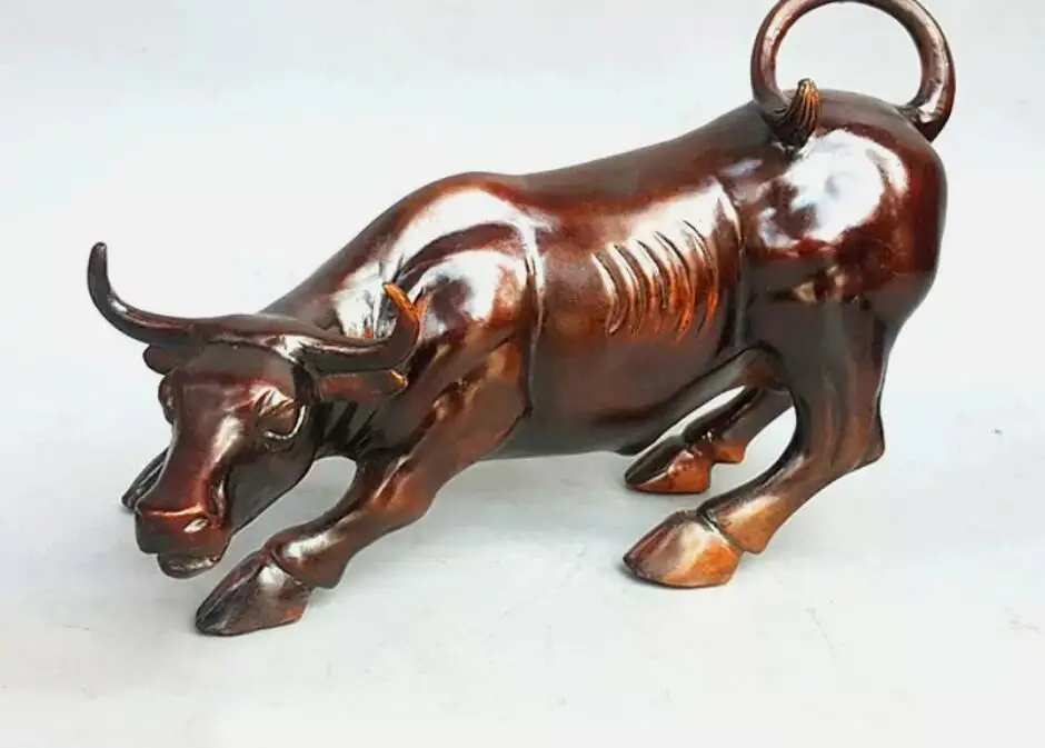 

30cm Large Bronze Coffee Wall Street Bull Market Stock Cattle Fierce Statue