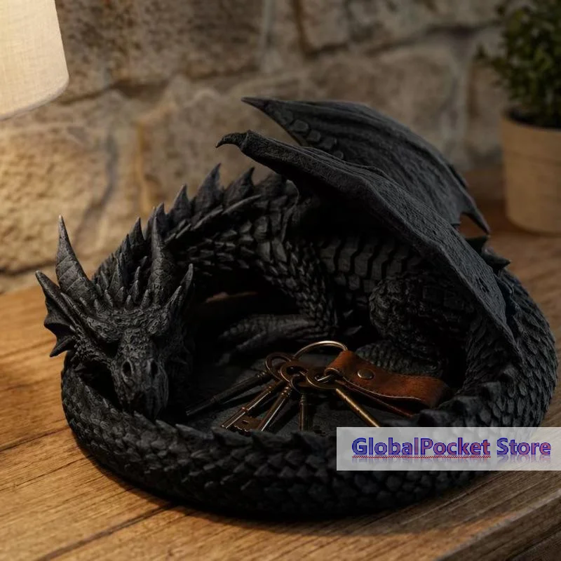 [TG823]Creative Gothic 3D Printing Dragon Tray Dark Style Plastic Jewelry Storage Tray Decorative Desktop Organizer Key Holder