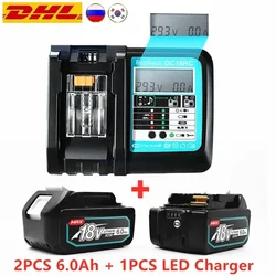 NEW With LED Charger Rechargeable Battery 18 V 6000mAh Lithium ion for Makita 18v Battery 6Ah BL1840 BL1850 BL1830 BL1860 LXT400