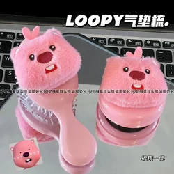 Cute LOOPY Folding Flip Airbag Comb Little Beaver Portable Makeup Mirror Portable Dual-Use Integrated Mirror Comb