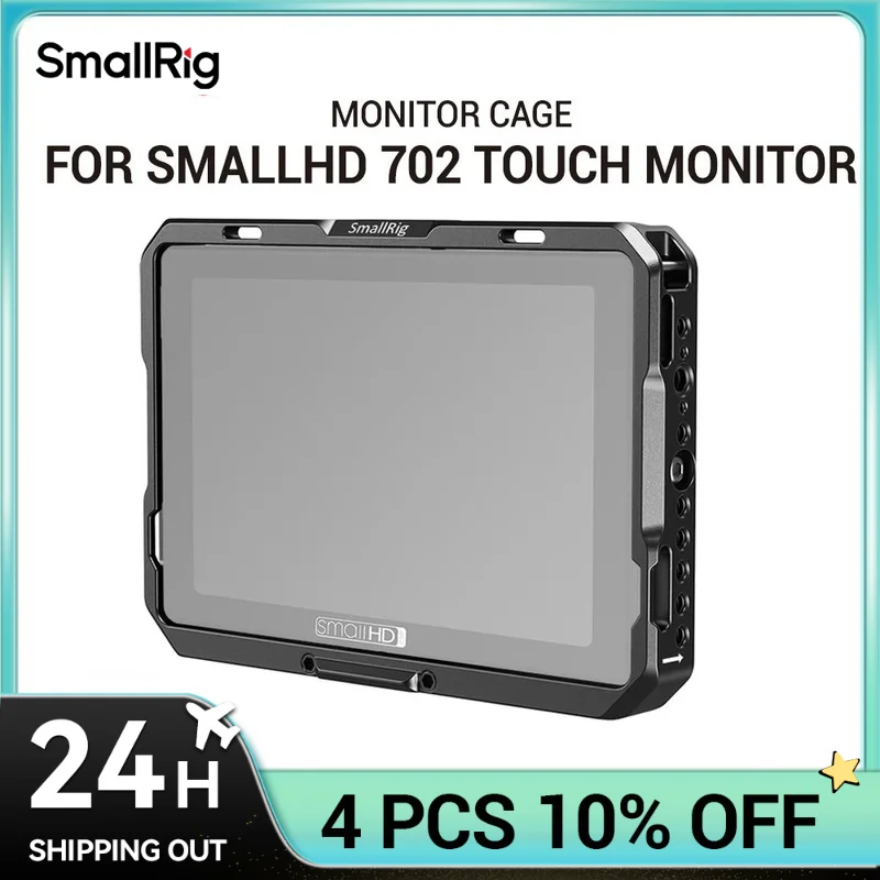 SmallRig Director Monitor Cage w/ Sun Hood for SmallHD 702 Touch Monitor Feature 1/4 & ARRI 3/8 & NATO Rail Accessory Mount 2684