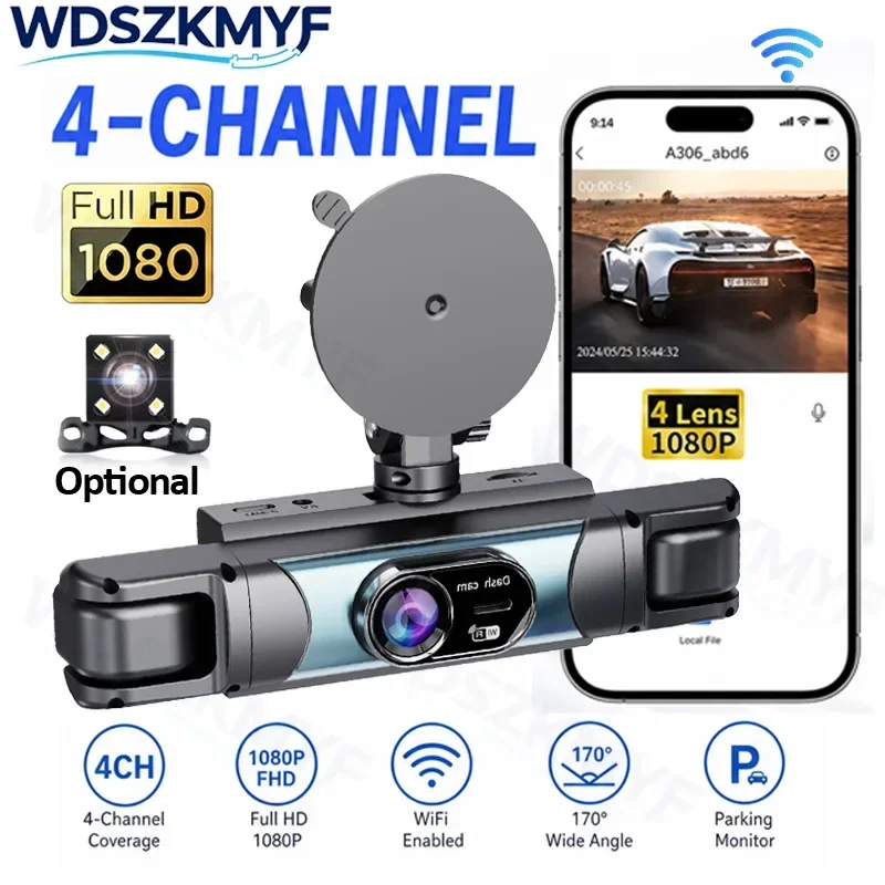 FHD 1080P 4/3 Channel Car Dash Cam WIFI Car Camera Recording for car way Front Left Right Rear Vehicle Recorder car accessories