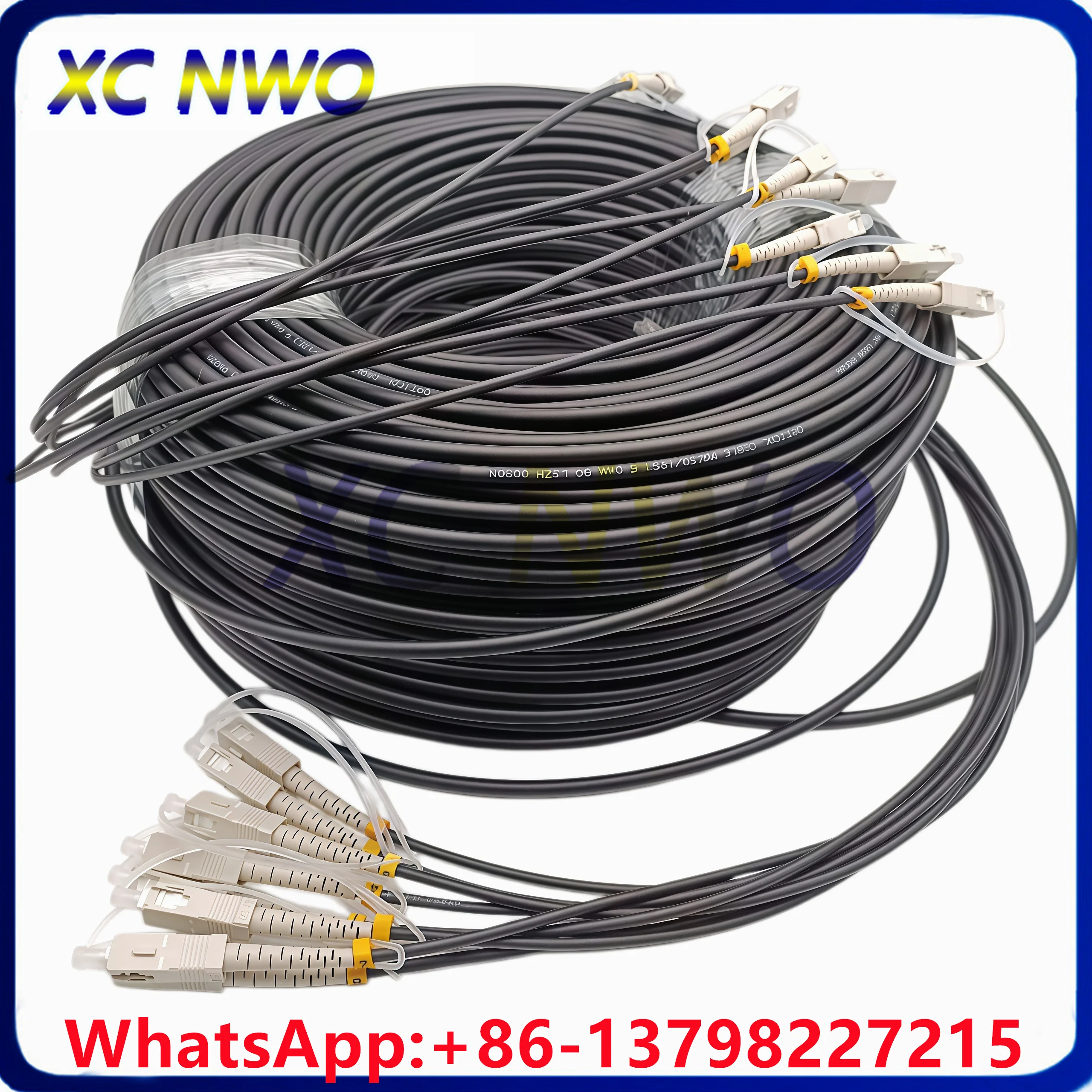 200M 8Core,SM,9/125,G657A,5.0mm LSZH Black Jacekt,2*PDLC4(Core)-2*PDLC/UPC (4Cores)Armored Fiber Optic Patch Cord