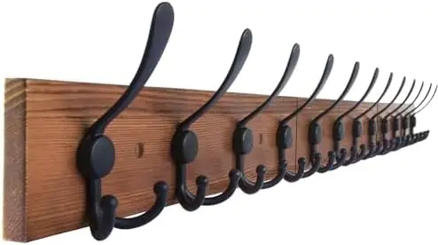 

Настенная вешалка для одежды 47,3 дюйма, цвета выгоревшего дерева - в деревенском стиле, для ванной и гостиной, с крючками для пальто и шляп