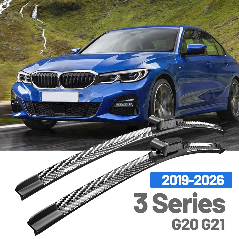 Für BMW 3er Serie G20 G21 2019-2026 2 Stück Frontscheibenwischer Windschutzscheibenwischer aus Kohlefaser 2021 2022 2023 2024