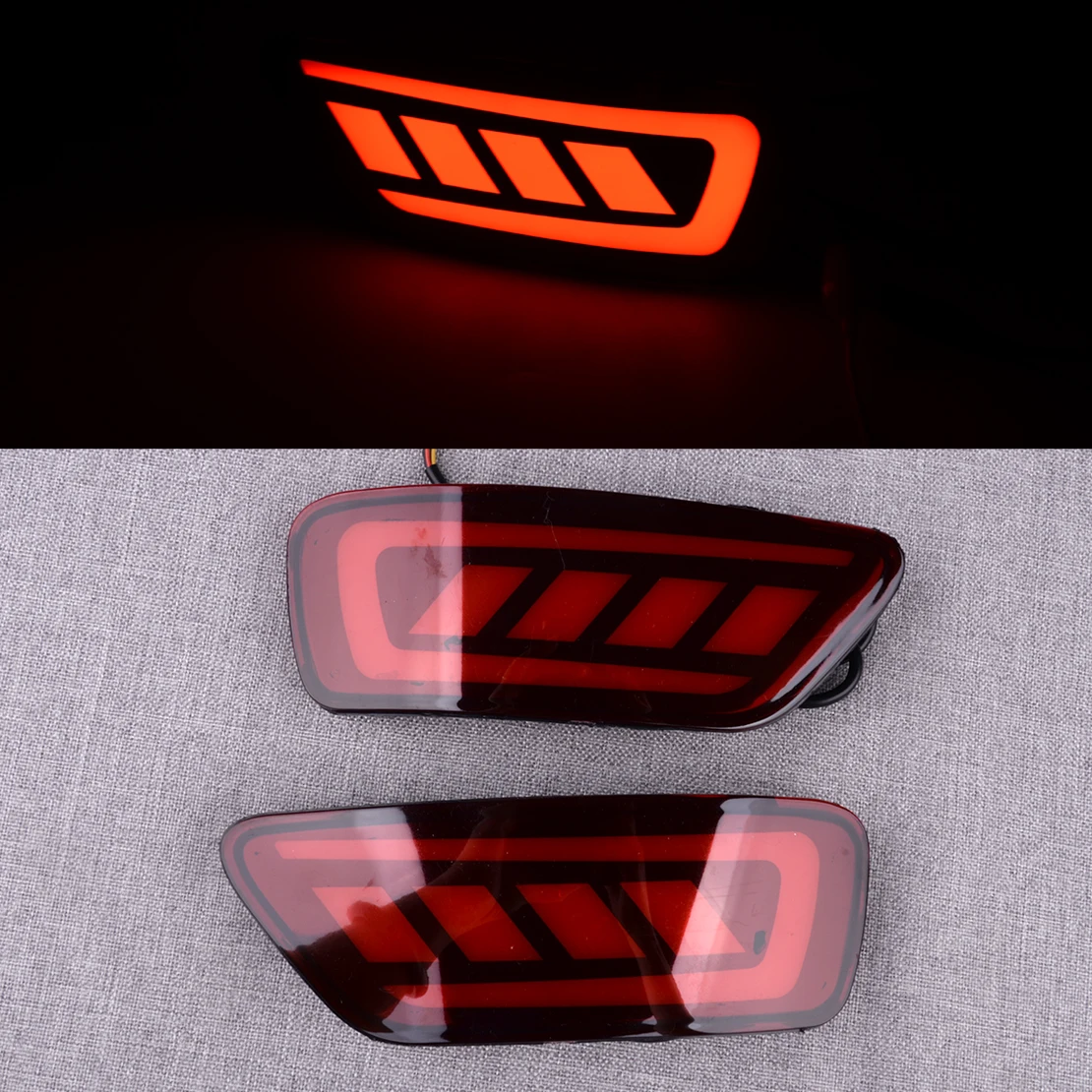 1 Pair Red Lens LED Rear Bumper Turn Singal Reflector Lights Fit for Jeep Grand Cherokee Compass Dodge Journey 2016-2013 DC 12V