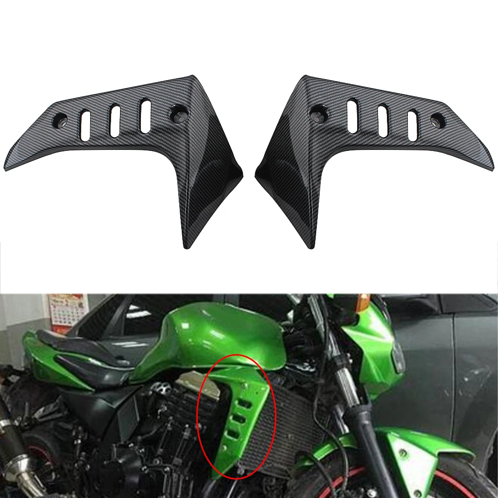 Nova motocicleta esquerda direita proteção painel de radiador carenagem lateral cobre preto verde para kawasaki z750 z 750 2004 2005 2006